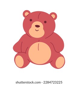 Sitting bear toy vector cartoon character isolated on a white background.