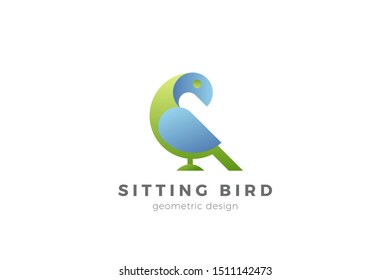 Sitting Bird Wings Logo abstract geometric design vector template.