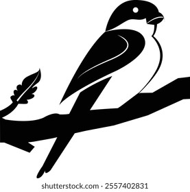 A sitting black and white bird silhouette eps and illustrations
