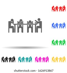 Sitting boring, business multi color style icon. Simple glyph, flat vector of people sitting icons for ui and ux, website or mobile application