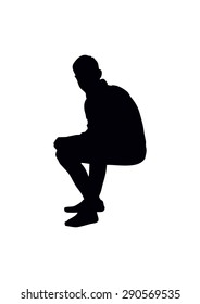 sitting boy's silhouette