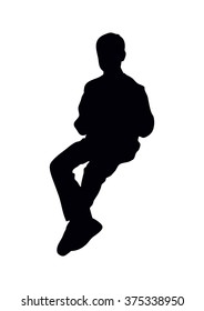 sitting boy's silhouette