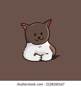 sitting brown cat.simple and cute design, combined with cheerful colors. suitable for logo, tshirt, sticker etc