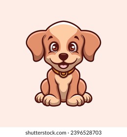 Sitting Brown Dog Creative Cartoon Illustration