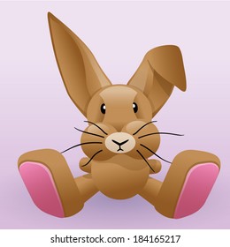 Sitting brown easter bunny with folded ear