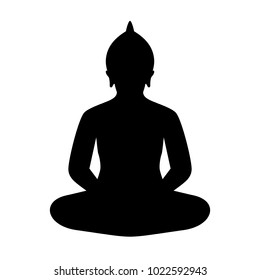 Sitting buddha figure silhouette vector icon illustration isolated on white background