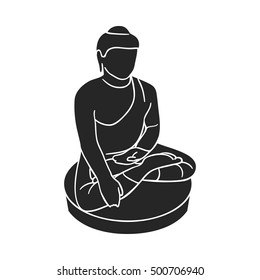 Sitting Buddha icon in  black style isolated on white background. South Korea symbol stock vector illustration.