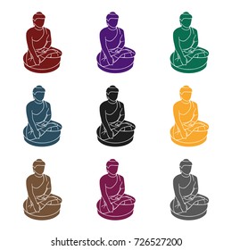 Sitting Buddha icon in  black style isolated on white background. South Korea symbol stock vector illustration.