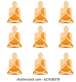 Sitting Buddha icon in cartoon style isolated on white background. South Korea pattern stock vector illustration.