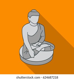Sitting Buddha icon in flat style isolated on white background. South Korea symbol stock vector illustration.