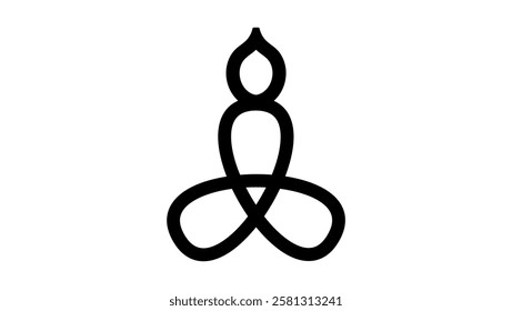 Sitting Buddha Logo, Black Isolated Silhouette