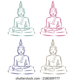 Sitting Buddha Outline Vector Illustration
