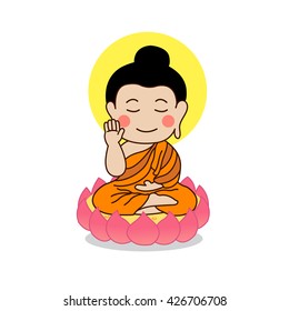 Sitting Buddha with raising right hand and halo.