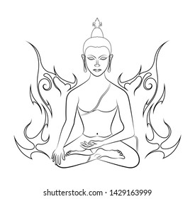 sitting buddha religion illustration symbol chinese japan indian east culture