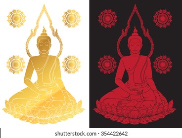 Sitting Buddha Vector illustration.