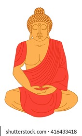 Sitting Buddha vector illustration. Indian, Buddhism, Spiritual buddha motifs, Yoga, Spirituality.