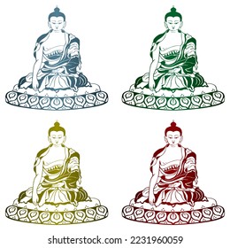 Ilustración Del Vector De Buda Sentado Aislada En Fondo Blanco
