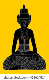 Sitting Buddha vector silhouette illustration. Indian, Buddhism, Spiritual Buddha motifs. Buddha tattoo, yoga, spirituality. 