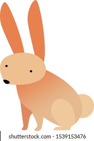 Sitting bunny - vector isolated illustration in flat style - side view - cute cartoon rabbit