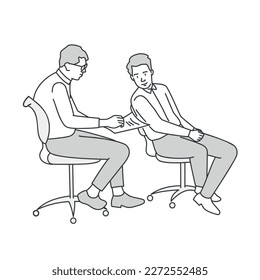Sitting business meeting, make a deal, discussion. Hand drawn vector illustration.