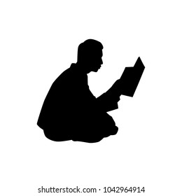 Sitting Businessman Book Silhouette Vector Stock Vector (Royalty Free ...