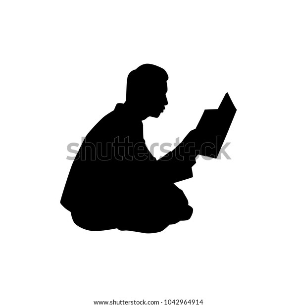 Sitting Businessman Book Silhouette Vector Stock Vector (Royalty Free ...