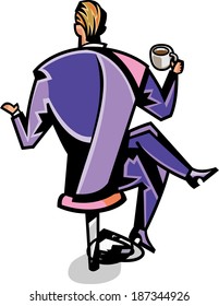 El empresario en ejercicio está tomando un café 