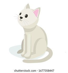sitting cartoon cat on white background