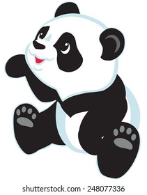 sitting cartoon panda bear , isolated image for little kids