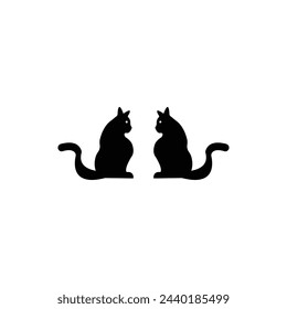 Sitting cat animal vector logo template design 