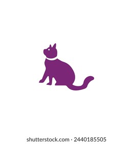 Sitting cat animal vector logo template design 
