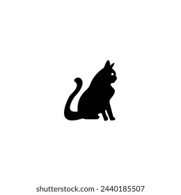 Sitting cat animal vector logo template design 