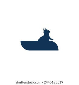 Sitting cat animal vector logo template design 