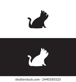 Sitting cat animal vector logo template design 