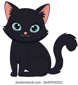 Sitting cat with bright eyes classic cute cat pose.
