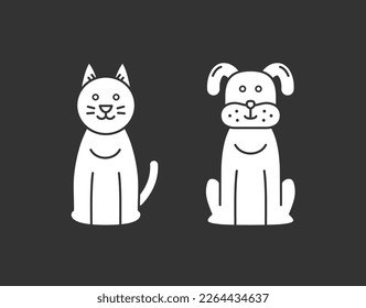 Sitting cat and dog icons, vector eps10 illustration