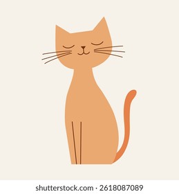 Sitting cat flat illustration. Cartoon funny kitty character. Vector illustration isolated on white background.