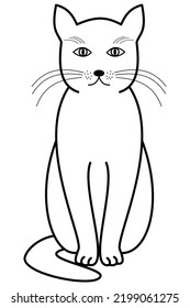 The Sitting Cat Icon - Black Outline