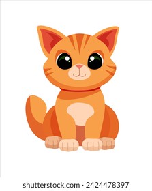 Sitting cat icon. Cute red cat. Flat style. Vector icon