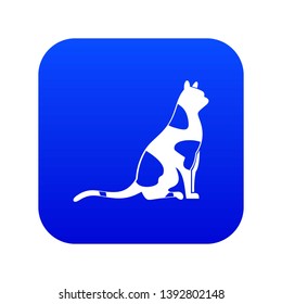Sitting cat icon digital blue for any design isolated on white vector illustration