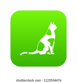 Sitting cat icon digital green for any design isolated on white vector illustration