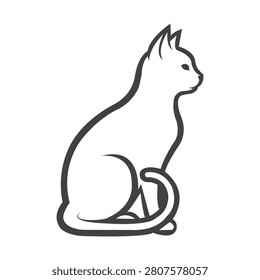 Sitting cat icon featuring domestic feline silhouette with clean outline illustration suitable for pet themes, animal designs, home projects, and wildlife related creative applications
