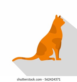 Sitting cat icon. Flat illustration of sitting cat vector icon for web design