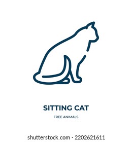 Sitting Cat Icon. Linear Vector Illustration From Free Animals Collection. Outline Sitting Cat Icon Vector. Thin Line Symbol For Use On Web And Mobile Apps, Logo, Print Media.