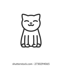 Gato sentado, icono lineal. Mascota animal y compañero doméstico. Línea con trazo editable.