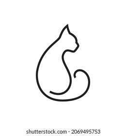 Sitting cat logo design element outlined style, related to pet care