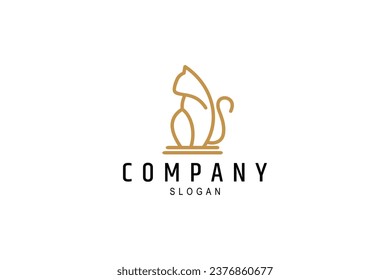 Diseño del logo del gato en línea estilo de arte con colores de lujo