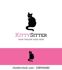 Sitting cat logo for pet sitting or pet care business