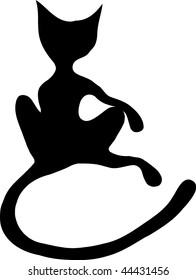 Sitting cat on white background