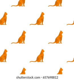 Sitting cat pattern seamless background in flat style repeat vector illustration